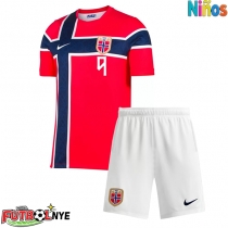 Camiseta Noruega Erling Haaland #9 Primera Equipación para niños Mundial 2026 manga corta (+ pantalones cortos)